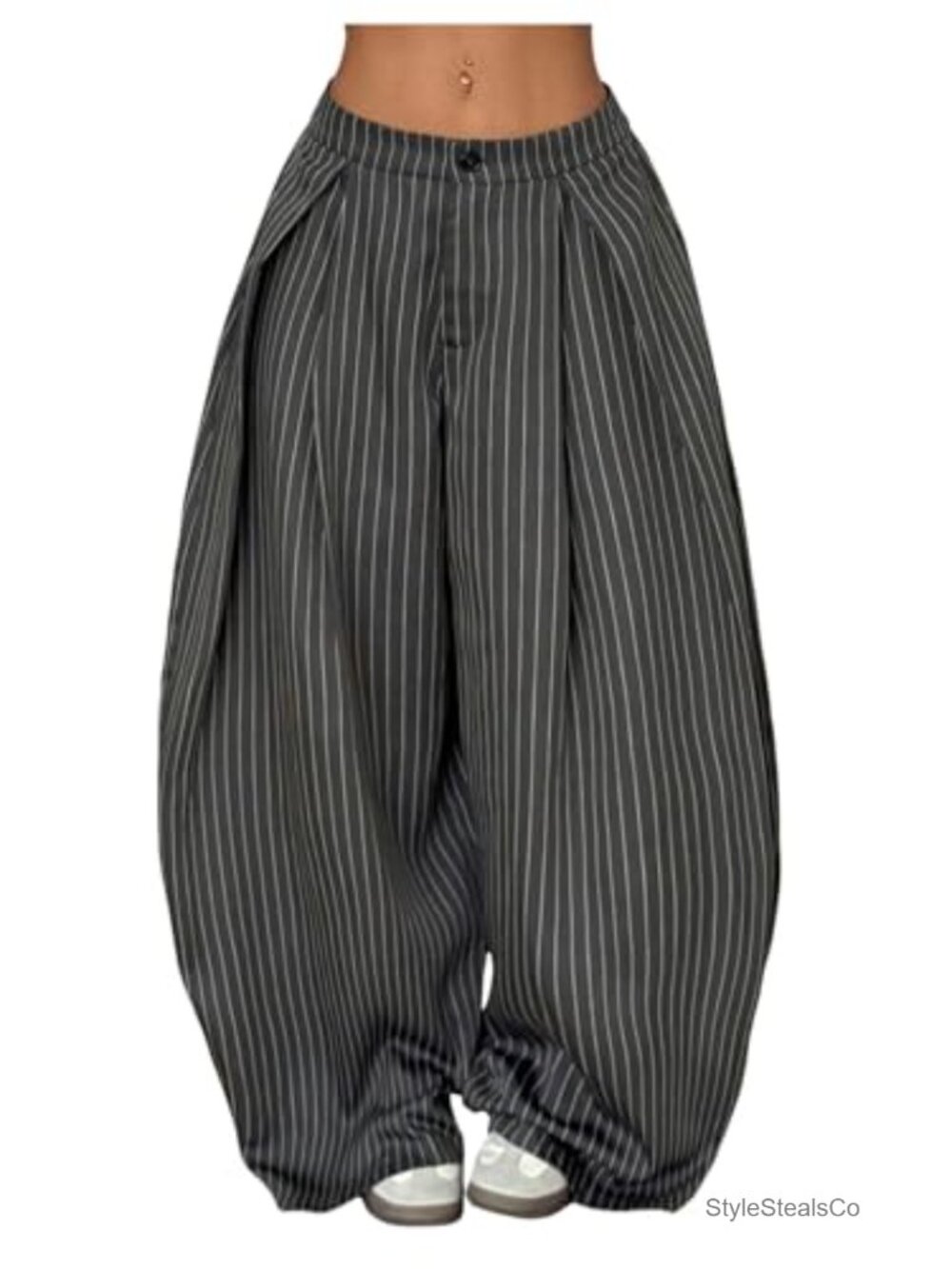 Women's Pleated High Waist Oversized Wide Leg Cargo Pants Palazzo
